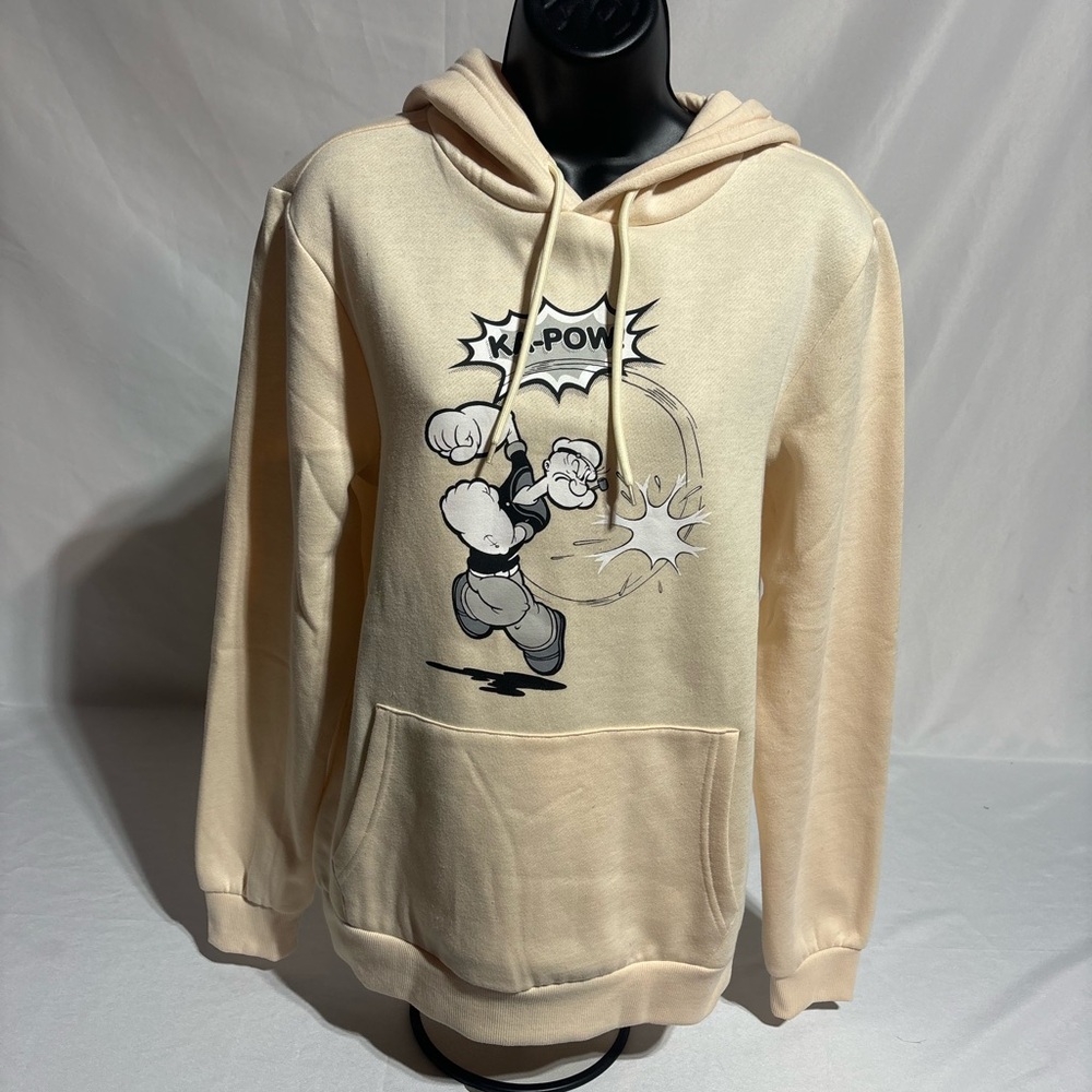 Popeye The Sailor Retro “ K- POW “ Cream Graphic Hoodie Women’s Small